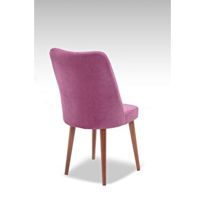 Polo Sandalye - Gül Kurusu - Ahşap Ceviz Ayak ( 2 Adet ) - Salon Sandalyesi / Mutfak Sandalyesi Pembe