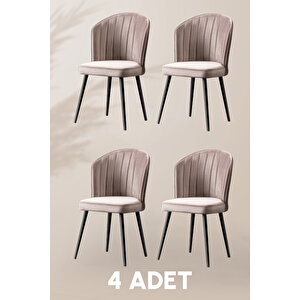 Rubi Sandalye - Babyface Kapucino - Siyah Metal Ayak (4 Adet) - Salon Sandalyesi / Mutfak Sandalyesi Kahverengi