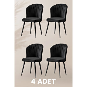 Rubi Sandalye - Babyface Siyah - Siyah Metal Ayak (4 Adet) - Salon Sandalyesi / Mutfak Sandalyesi Siyah