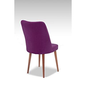 Polo Sandalye - Mor - Ahşap Ceviz Ayak ( 2 Adet ) - Salon Sandalyesi / Mutfak Sandalyesi Mor