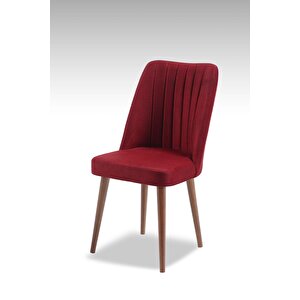 Polo Sandalye - Bordo - Ahşap Ceviz Ayak ( 2 Adet ) - Salon Sandalyesi / Mutfak Sandalyesi Bordo