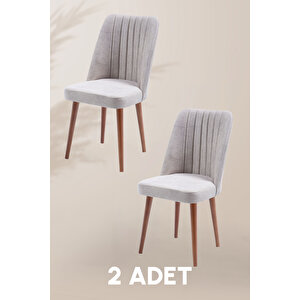 Polo Sandalye - Krem - Ahşap Ceviz Ayak ( 2 Adet ) - Salon Sandalyesi / Mutfak Sandalyesi Krem