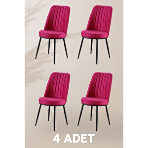 Gold Sandalye - Yeşil - Metal Fuşya Ayak (4 Adet) - Salon Sandalyesi / Mutfak Sandalyesi Pembe