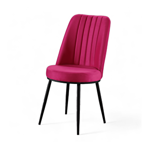 Gold Sandalye - Yeşil - Metal Fuşya Ayak (4 Adet) - Salon Sandalyesi / Mutfak Sandalyesi Pembe
