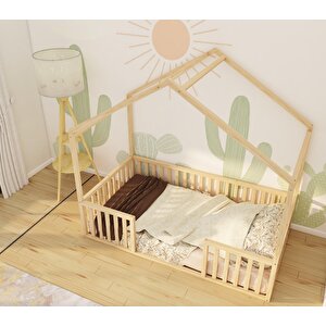 Montessori Çatılı Ahşap Yatak 48 Cm 200x160 cm
