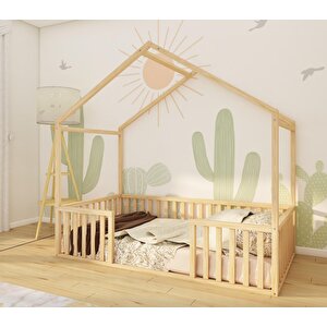 Montessori Çatılı Ahşap Yatak 48 Cm