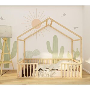 Montessori Çatılı Ahşap Yatak 48 Cm 190x90 cm