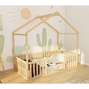 Montessori Çatılı Ahşap Yatak 48 Cm 200x120 cm