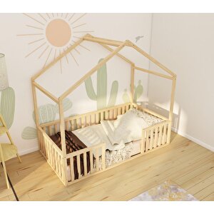 Montessori Çatılı Ahşap Yatak 48 Cm