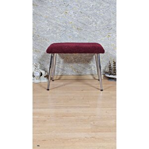 Tedy Kumaşlı 60 Cm X 40 Cm Krom Sivriltme Ayaklı Oturak Bordo