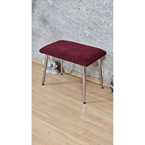 Tedy Kumaşlı 60 Cm X 40 Cm Krom Sivriltme Ayaklı Oturak Bordo