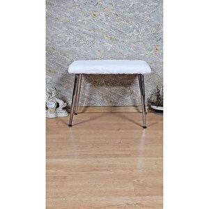 Tedy Kumaşlı 60 Cm X 40 Cm Krom Sivriltme Ayaklı Oturak Krem