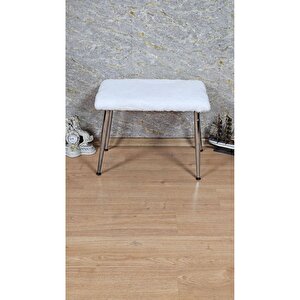 Tedy Kumaşlı 60 Cm X 40 Cm Krom Sivriltme Ayaklı Oturak Krem