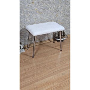 Tedy Kumaşlı 60 Cm X 40 Cm Krom Sivriltme Ayaklı Oturak Krem
