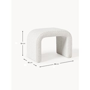 Mode Panelop U Modern Puf&bench 02 Kırık Beyaz Bukle Kumaş Antik Beyaz