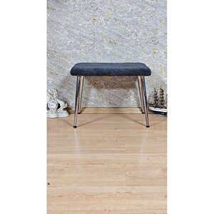 Tedy Kumaşlı 60 Cm X 40 Cm Krom Sivriltme Ayaklı Oturak Füme
