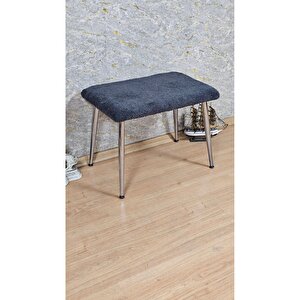 Tedy Kumaşlı 60 Cm X 40 Cm Krom Sivriltme Ayaklı Oturak Füme