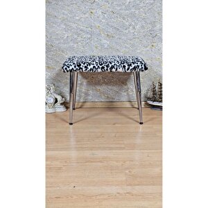 Tedy Kumaşlı 60 Cm X 40 Cm Krom Sivriltme Ayaklı Oturak Zebra