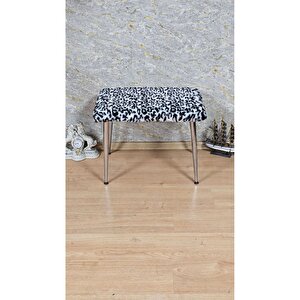 Tedy Kumaşlı 60 Cm X 40 Cm Krom Sivriltme Ayaklı Oturak Zebra
