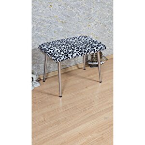 Tedy Kumaşlı 60 Cm X 40 Cm Krom Sivriltme Ayaklı Oturak Zebra