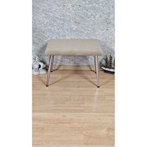 Tedy Kumaşlı 60 Cm X 40 Cm Krom Sivriltme Ayaklı Oturak Kapuçino