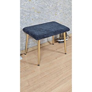 Tedy Kumaşlı 60 Cm X 40 Cm Gold Sivriltme Ayaklı Oturak Füme