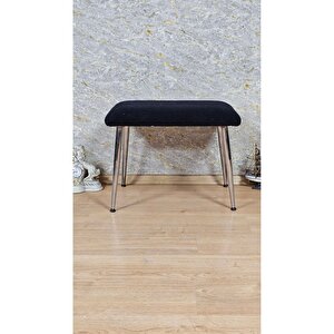 Tedy Kumaşlı 60 Cm X 40 Cm Krom Sivriltme Ayaklı Oturak Siyah