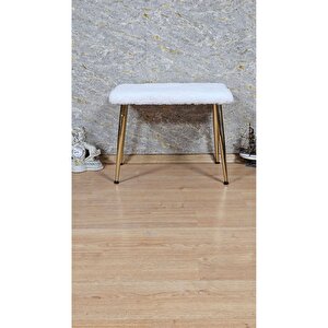 Tedy Kumaşlı 60 Cm X 40 Cm Gold Sivriltme Ayaklı Oturak Krem