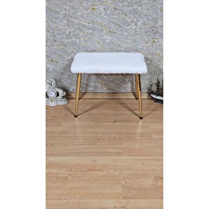 Tedy Kumaşlı 60 Cm X 40 Cm Gold Sivriltme Ayaklı Oturak Krem