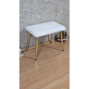 Tedy Kumaşlı 60 Cm X 40 Cm Gold Sivriltme Ayaklı Oturak Krem