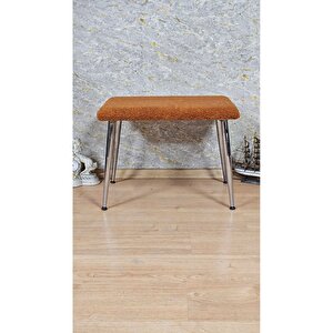 Tedy Kumaşlı 60 Cm X 40 Cm Krom Sivriltme Ayaklı Oturak Turuncu