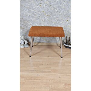 Tedy Kumaşlı 60 Cm X 40 Cm Krom Sivriltme Ayaklı Oturak Turuncu