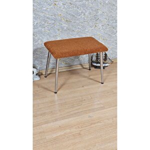 Tedy Kumaşlı 60 Cm X 40 Cm Krom Sivriltme Ayaklı Oturak Turuncu