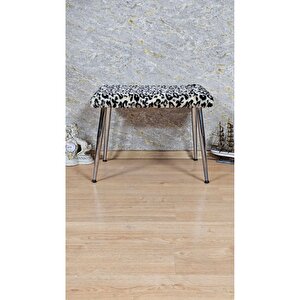 Tedy Kumaşlı 60 Cm X 40 Cm Krom Sivriltme Ayaklı Oturak Sarı Siyah