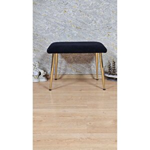 Tedy Kumaşlı 60 Cm X 40 Cm Gold Sivriltme Ayaklı Oturak Siyah