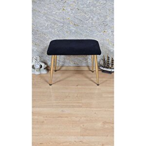 Tedy Kumaşlı 60 Cm X 40 Cm Gold Sivriltme Ayaklı Oturak Siyah