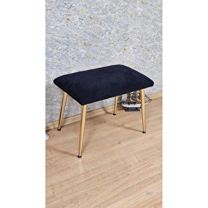 Tedy Kumaşlı 60 Cm X 40 Cm Gold Sivriltme Ayaklı Oturak Siyah