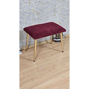 Tedy Kumaşlı 60 Cm X 40 Cm Gold Sivriltme Ayaklı Oturak Bordo