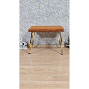 Tedy Kumaşlı 60 Cm X 40 Cm Gold Sivriltme Ayaklı Oturak Turuncu