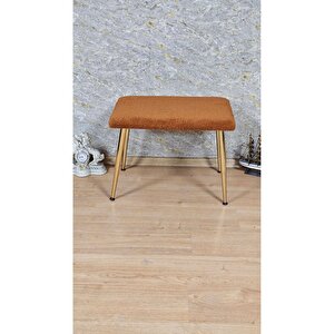 Tedy Kumaşlı 60 Cm X 40 Cm Gold Sivriltme Ayaklı Oturak Turuncu