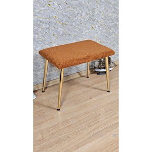 Tedy Kumaşlı 60 Cm X 40 Cm Gold Sivriltme Ayaklı Oturak Turuncu