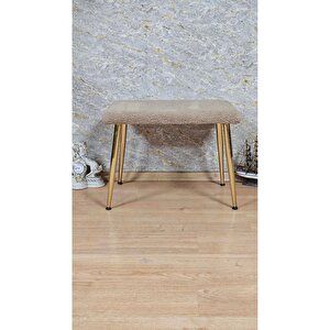 Tedy Kumaşlı 60 Cm X 40 Cm Gold Sivriltme Ayaklı Oturak Kapuçino