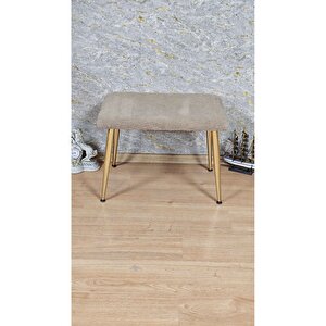 Tedy Kumaşlı 60 Cm X 40 Cm Gold Sivriltme Ayaklı Oturak Kapuçino