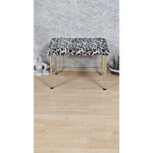 Tedy Kumaşlı 60 Cm X 40 Cm Gold Telli Ayak Oturak Sarı Siyah