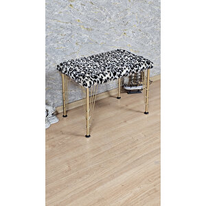 Tedy Kumaşlı 60 Cm X 40 Cm Gold Telli Ayak Oturak Sarı Siyah