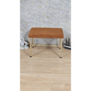 Tedy Kumaşlı 60 Cm X 40 Cm Gold Telli Ayak Oturak Turuncu