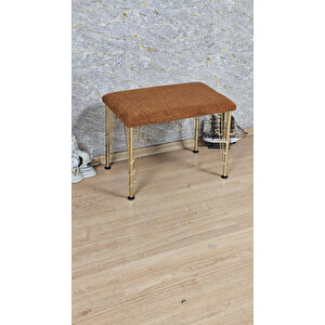 Tedy Kumaşlı 60 Cm X 40 Cm Gold Telli Ayak Oturak Turuncu