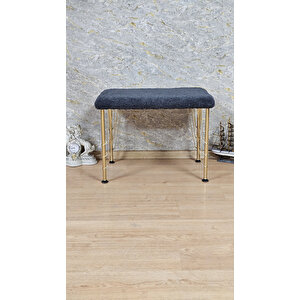 Tedy Kumaşlı 60 Cm X 40 Cm Gold Telli Ayak Oturak Füme