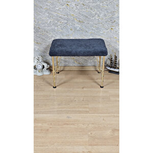 Tedy Kumaşlı 60 Cm X 40 Cm Gold Telli Ayak Oturak Füme