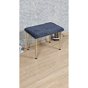 Tedy Kumaşlı 60 Cm X 40 Cm Gold Telli Ayak Oturak Füme